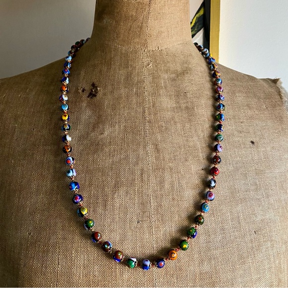 VTG Italian Murano Millefiori Glass Necklace - Picture 2 of 9